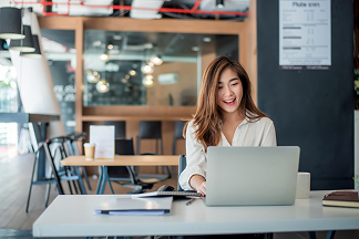 A lady using laptop