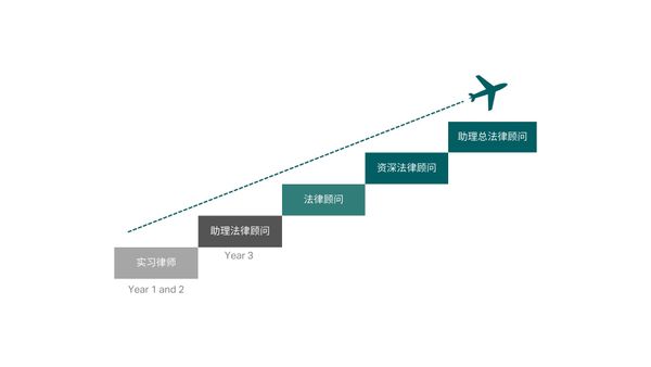 职业路径：实习律师 → 助理法律顾问 → 法律顾问 → 资深法律顾问 → 助理总法律顾问